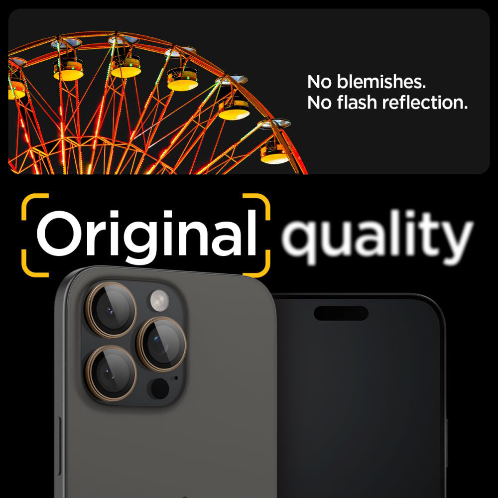 Película Protetora de Câmera Traseira Spigen GlastR EZ FIT Optik Pro para Apple iPhone 16 Pro, Vidro Temperado, Conjunto de 2 peças, Bronze AGL08862