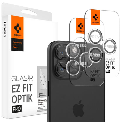 Película Protetora de Câmera Traseira Spigen GlastR EZ FIT Optik Pro para Apple iPhone 17 Pro Max / 17 Pro, Vidro Temperado, Conjunto de 2 peças, Transparente.