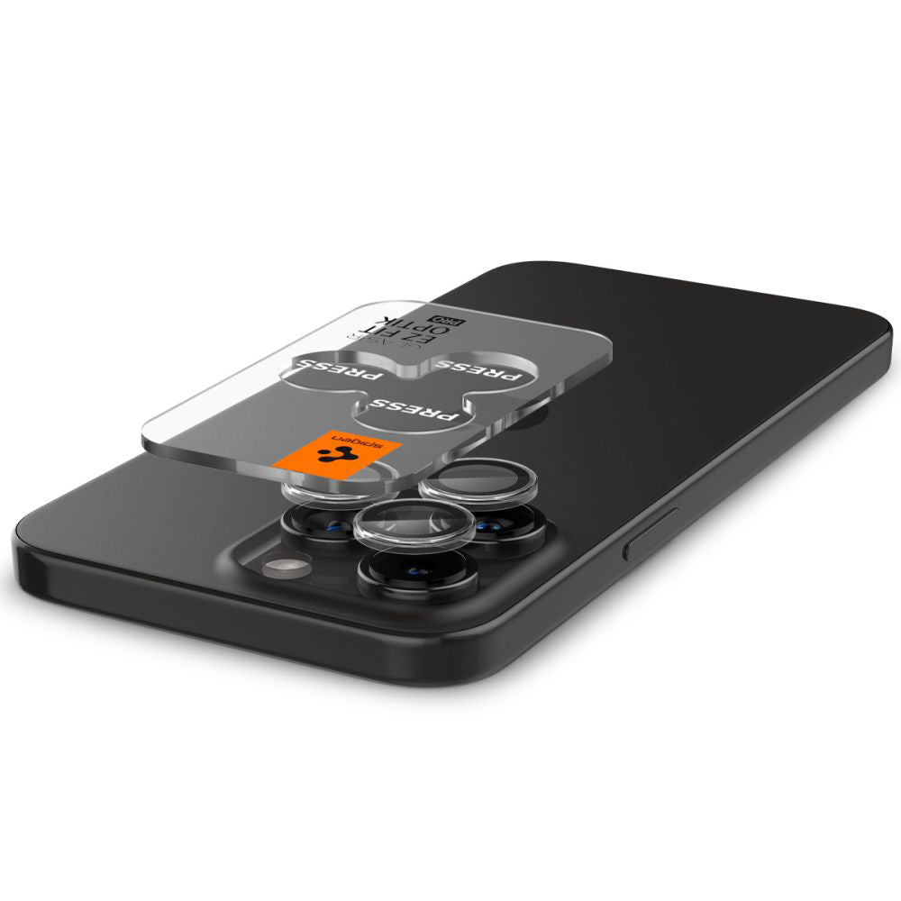 Película Protetora de Câmera Traseira Spigen GlastR EZ FIT Optik Pro para Apple iPhone 17 Pro Max / 17 Pro, Vidro Temperado, Conjunto de 2 peças, Transparente.