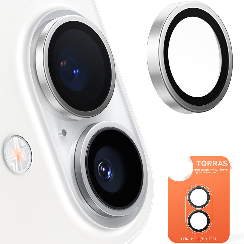 Película Protetora de Câmera Traseira Torras Lensguard para Apple iPhone 16 Plus / 16, Vidro Temperado, Cinza Metálico