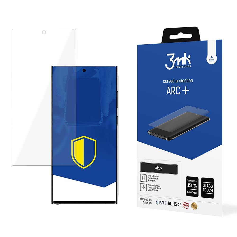 Protetor de ecrã 3MK ARC+ para Samsung Galaxy S23 Ultra S918, Plástico 