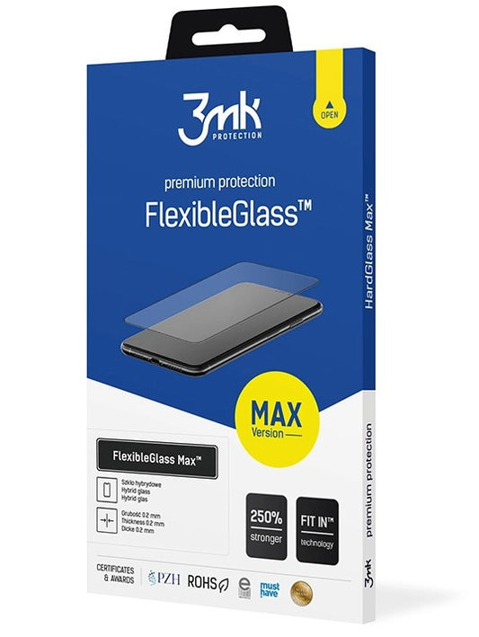 Protetor de ecrã 3MK FlexibleGlass Max para Samsung Galaxy A52s 5G A528 / A52 5G A526 / A52 A525, Vidro flexível, Cola total, Preto