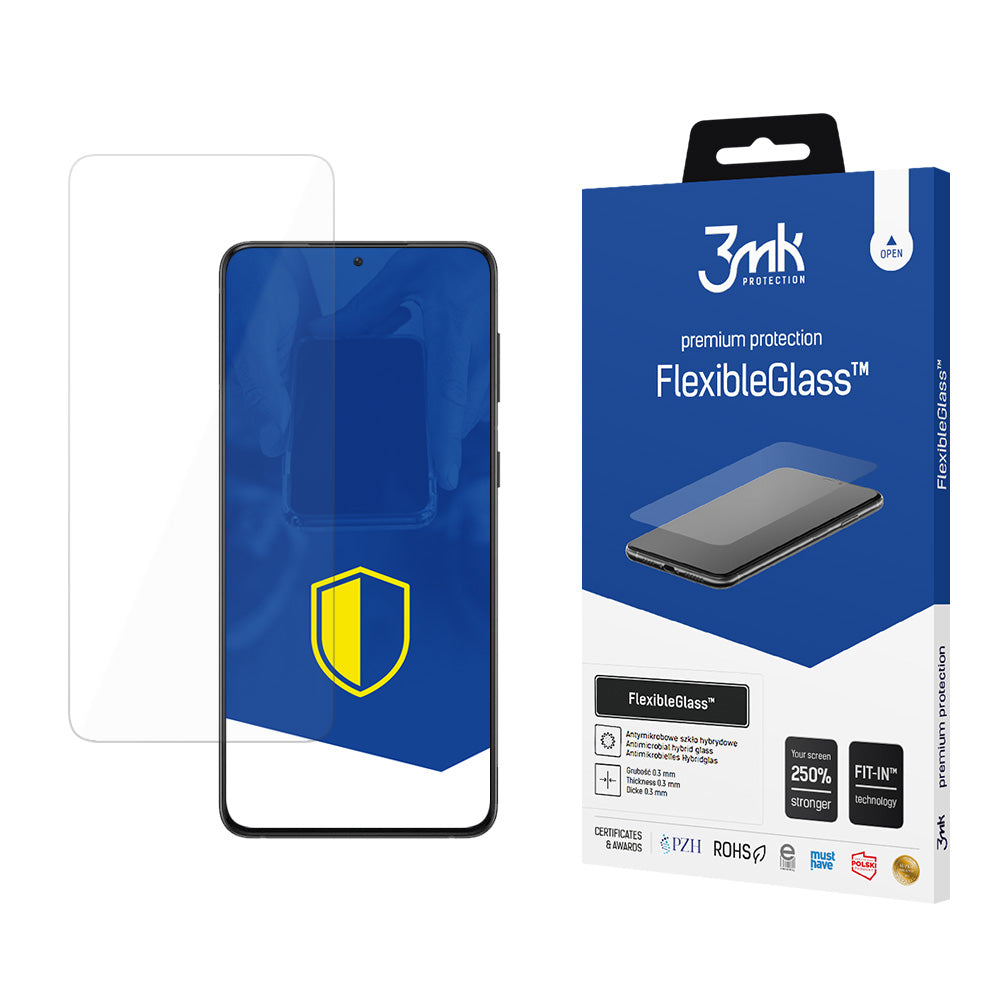 Protetor de ecrã 3MK FlexibleGlass para Samsung Galaxy S21 5G G991, vidro flexível, cola total