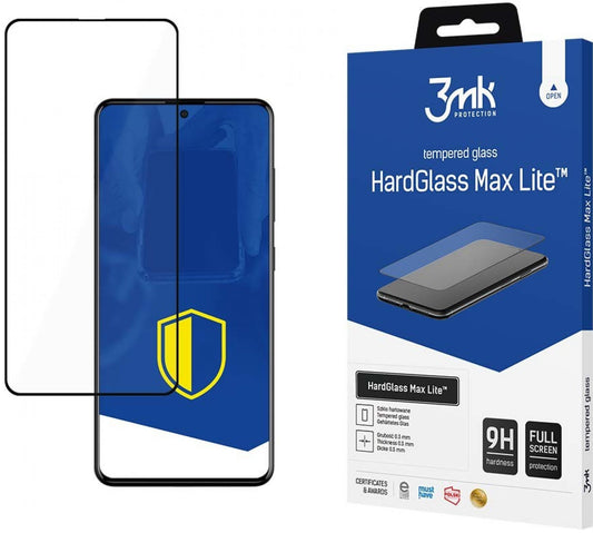 Película protetora de ecrã 3MK HardGlass Max Lite para Samsung Galaxy A51 A515 / A52s 5G A528 / A52 5G A526, proteção de vidro, cola total, preto 