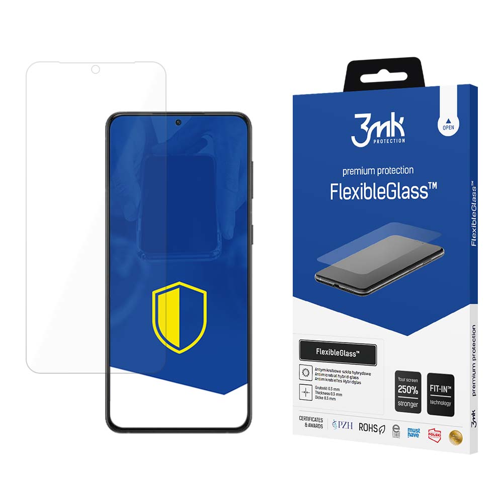 Protetor de ecrã 3MK FlexibleGlass para Samsung Galaxy S24 S921, vidro flexível, cola total 