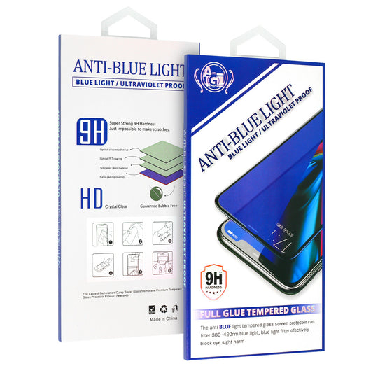 Protetor de ecrã OEM anti-luz azul para Apple iPhone 15 Plus / 15 Pro Max, proteção de vidro, cola total, preto