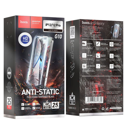 Película Protetora de Ecrã HOCO para Apple iPhone 12 Pro Max, Vidro Temperado, Cola Total, Conjunto de 25 peças, Preta