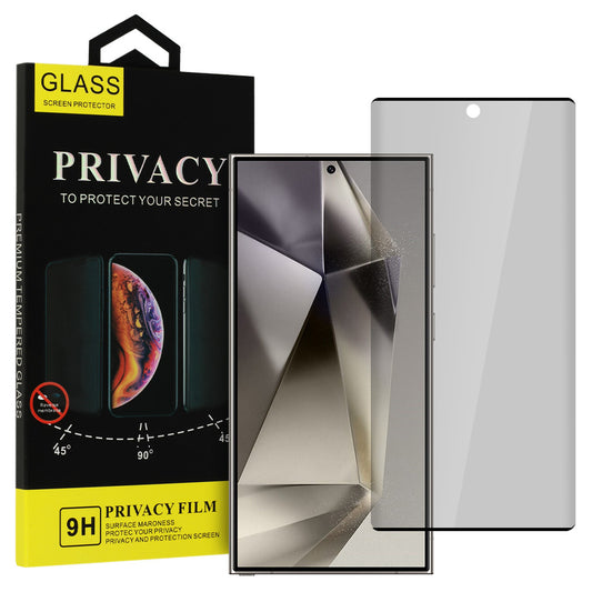 Protetor de ecrã OEM Privacy Glass para Samsung Galaxy S24 Ultra S928, Vidro de proteção, Cola para bordos 