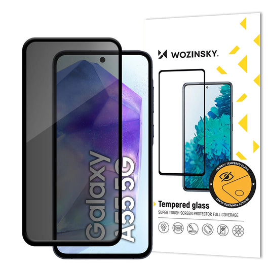 Película protetora de ecrã Privacy WZK AntiSpy para Samsung Galaxy A55 5G A556, Vidro Temperado, Cola Total