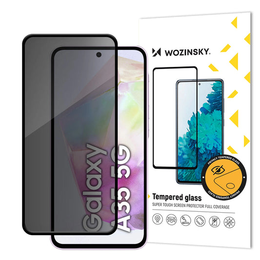 WZK AntiSpy Privacy Screen Protetor para Samsung Galaxy A35 5G A356, vidro de proteção, cola total 