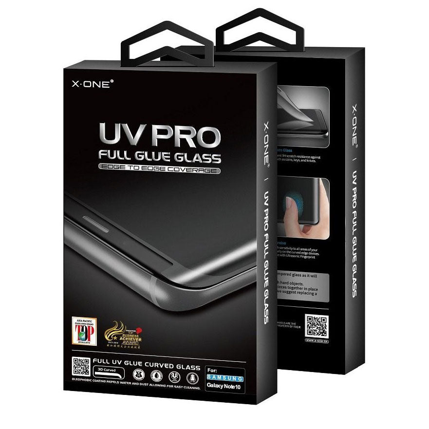 X-One Protetor de ecrã para Samsung Galaxy Note 10+ 5G N976 / Note 10+ N975, proteção de vidro, cola UV, compatível com a caixa 