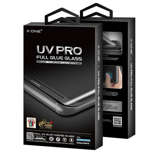 X-One Protetor de ecrã para Samsung Galaxy Note 10+ 5G N976 / Note 10+ N975, proteção de vidro, cola UV, compatível com a caixa 