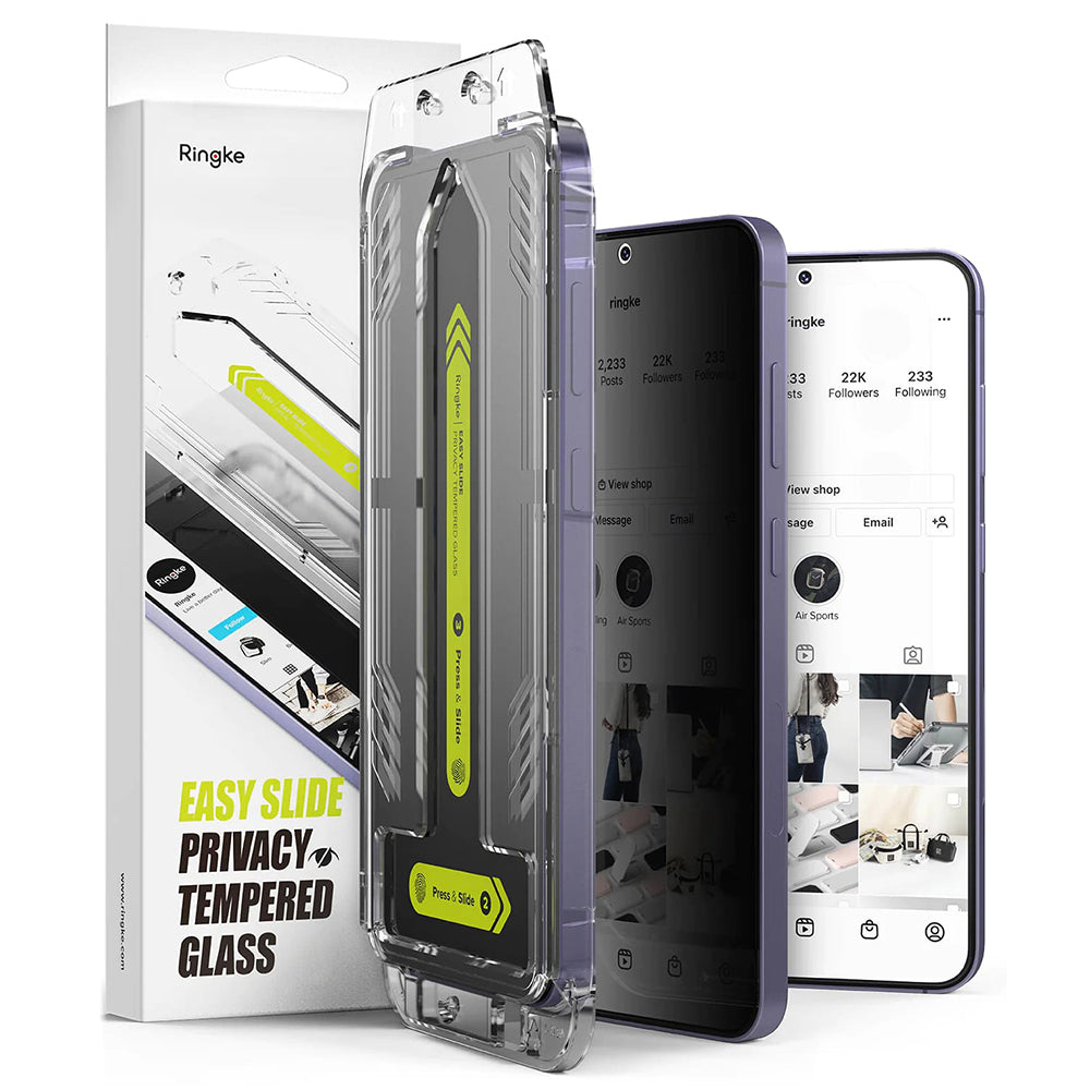 Película Protetora de Ecrã Privacy Ringke Easy Slide para Samsung Galaxy S25+ S936 / S24+ S926, Vidro Temperado, Colagem Total, Conjunto de 2 peças