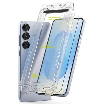 Película Protetora de Ecrã Ringke Easy Slide para Samsung Galaxy S25 S931, Vidro Temperado, Colagem Total, Conjunto de 2 Peças