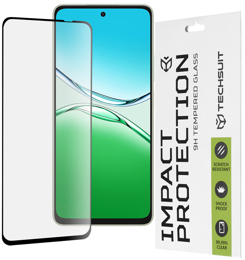 Película protetora de ecrã Techsuit para Oppo A5 Pro 4G / A5 Pro, Vidro Temperado, Cola Total, 111D, Preta