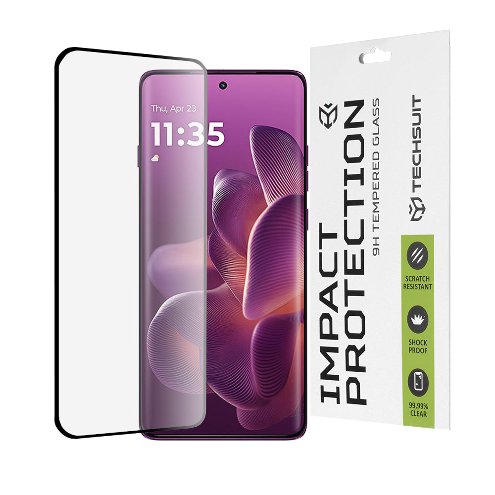 Película protetora de ecrã Techsuit para Motorola Edge 60 Pro, Vidro Temperado, Cola Total, 111D, Preta