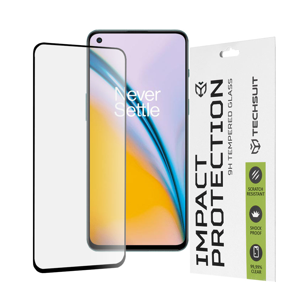 Película protetora de ecrã Techsuit para OnePlus Nord 2T / Nord CE 5G / Nord 2 5G, Vidro Temperado, Cola Total, 111D, Preta