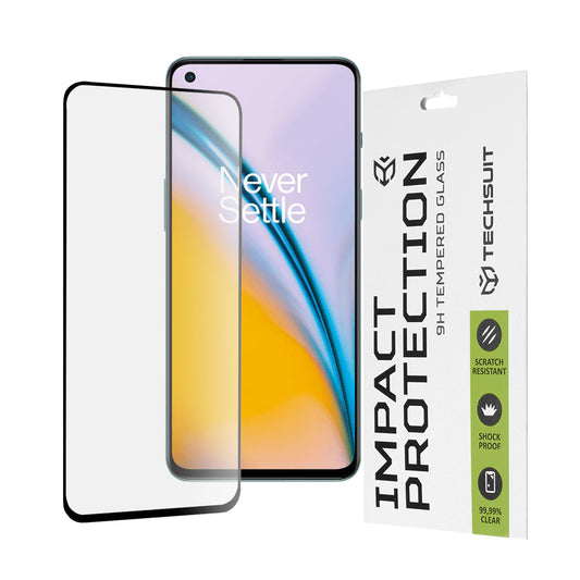 Película protetora de ecrã Techsuit para OnePlus Nord 2T / Nord CE 5G / Nord 2 5G, Vidro Temperado, Cola Total, 111D, Preta