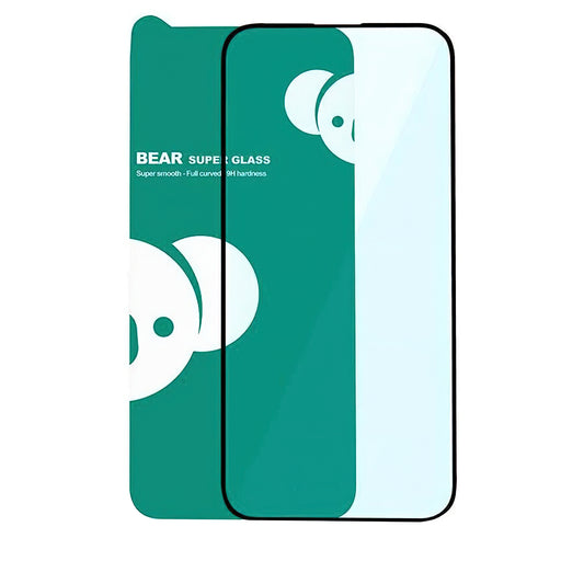Película protetora de ecrã Bear Super Hard para Apple iPhone 17, Vidro Temperado, Cola Total, 3D, Preta