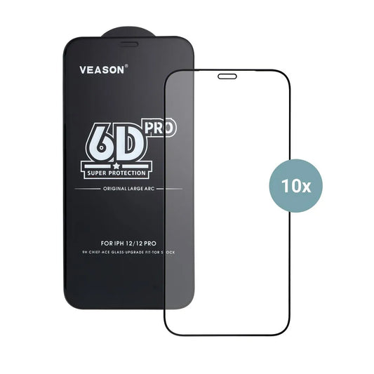 Película protetora de ecrã Veason PRO para Apple iPhone 17 Pro, Vidro Temperado, Cola Total, Conjunto de 10 unidades, 6D, Preta