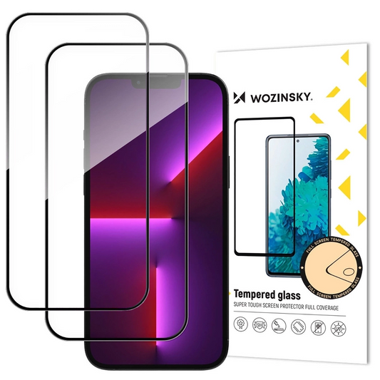 Película protetora de ecrã WZK para Apple iPhone 17 Pro Max, Vidro Temperado, Cola Total, Conjunto de 2 peças, Preta