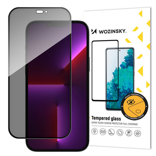 Película protetora de ecrã Privacy WZK AntiSpy para Apple iPhone 15 Pro, Vidro Temperado, Cola Total
