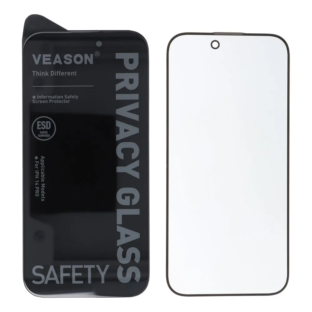 Película de proteção de ecrã Privacy Veason para Apple iPhone 17 Pro Max, Vidro Temperado, Cola Total, 6D