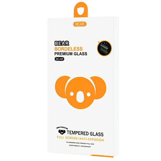 Película protetora de ecrã Bear Borderless para Apple iPhone 17e / 16e / 14, Vidro Temperado, Cola Total