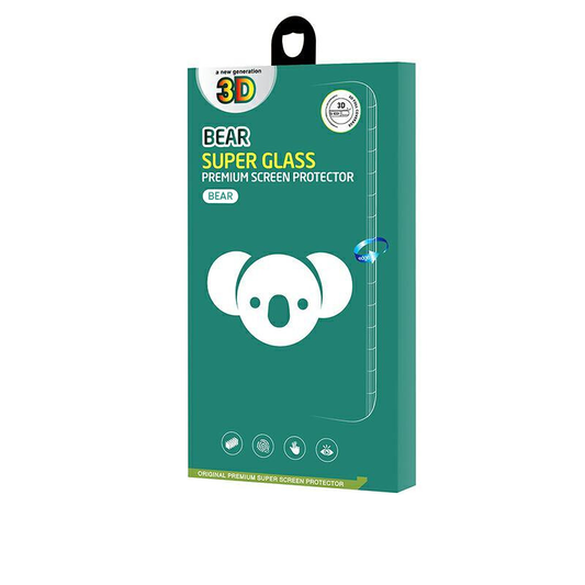 Película protetora de ecrã Bear Super Hard para Apple iPhone 18 Pro / 17 Pro / 17 / 16 Pro, Vidro Temperado, Cola Total, 3D, Preta