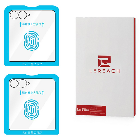 Película protetora para ecrã exterior Lereach para Samsung Galaxy Z Flip8 F776 / Galaxy Z Flip7 F766, vidro temperado, cola total, conjunto de 2 peças, preta