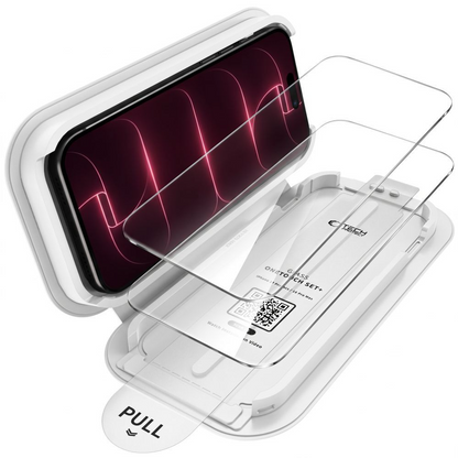 Película protetora de ecrã Tech-Protect OneTouch para Apple iPhone 18 Pro / 17 Pro, Vidro Temperado, Cola Total, Conjunto de 2 unidades, Transparente