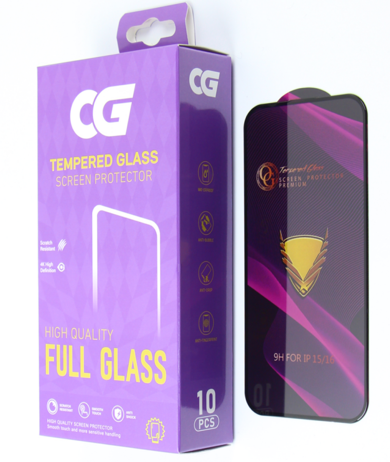 Película protetora de ecrã OG Premium para Apple iPhone 18 Pro Max / 17 Pro Max, Vidro Temperado, Cola Total, Conjunto de 10 unidades, Preta