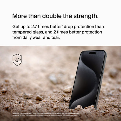 Película protetora de ecrã Belkin ScreenForce UltraGlass 2 para Apple iPhone 15 Pro Max, Vidro Temperado, Cola Total OVA134zz