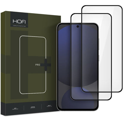 HOFI Glass PRO+ Protetor de ecrã para Samsung Galaxy S24 FE S721, vidro blindado, cola total, conjunto de 2 peças, 2.5D, preto