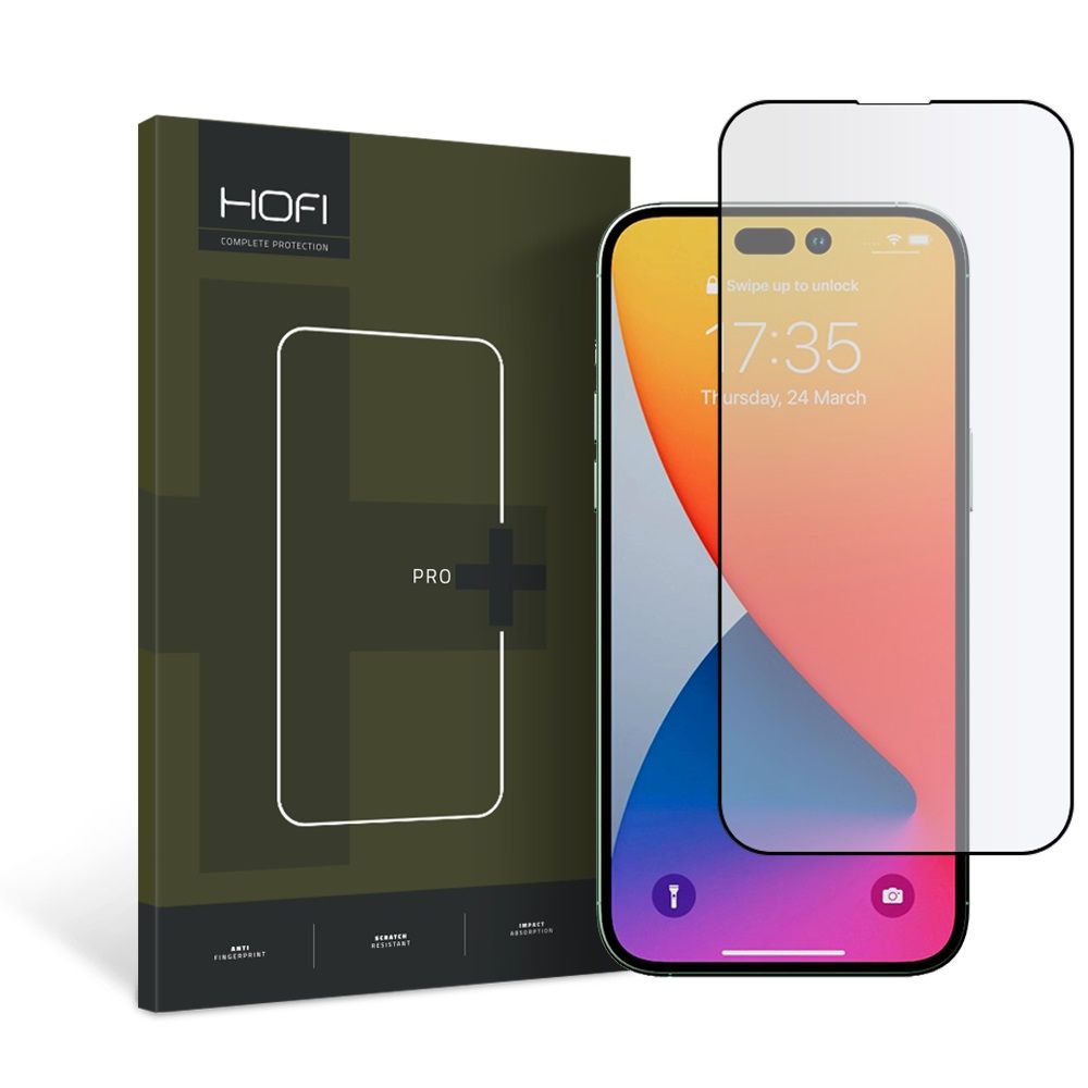 Película protetora de ecrã HOFI PRO+ para Apple iPhone 14 Pro, Vidro Temperado, Cola Total, Preta