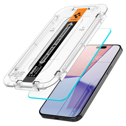 Película Protetora de Ecrã Spigen GlastR EZ FIT para Apple iPhone 15 Pro Max, Vidro Temperado, Colagem Total, Conjunto de 2 peças AGL06872