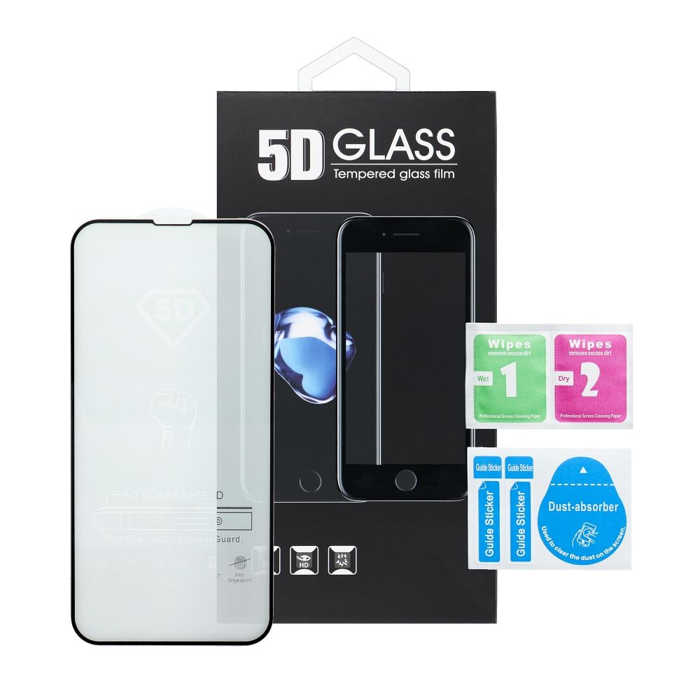 Película protetora de ecrã OEM para Samsung Galaxy A17 4G / A17 5G / A16 5G A166 / A16 4G A165, Vidro Temperado, Cola Total, 5D, Preta