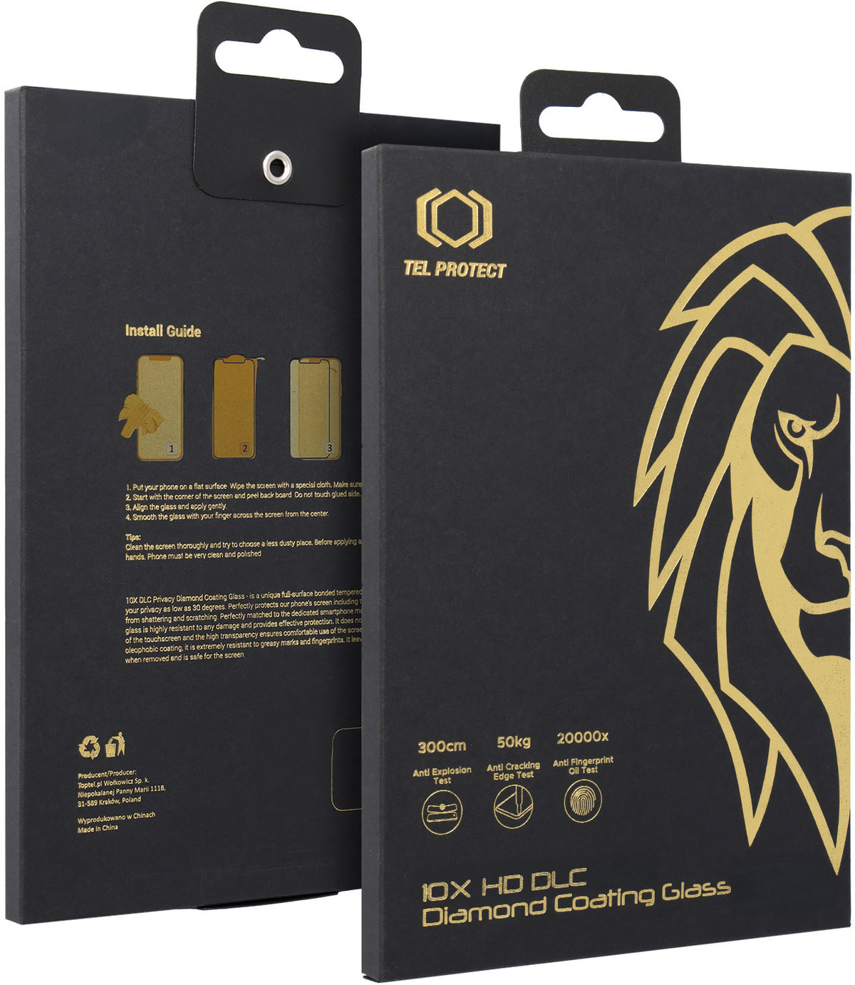 Película de proteção de ecrã Tel Protect 10X HD DLC Diamond Coating para Apple iPhone 17e / 16e / 14 / 13 Pro / 13, Vidro Temperado, Full Glue, Preta