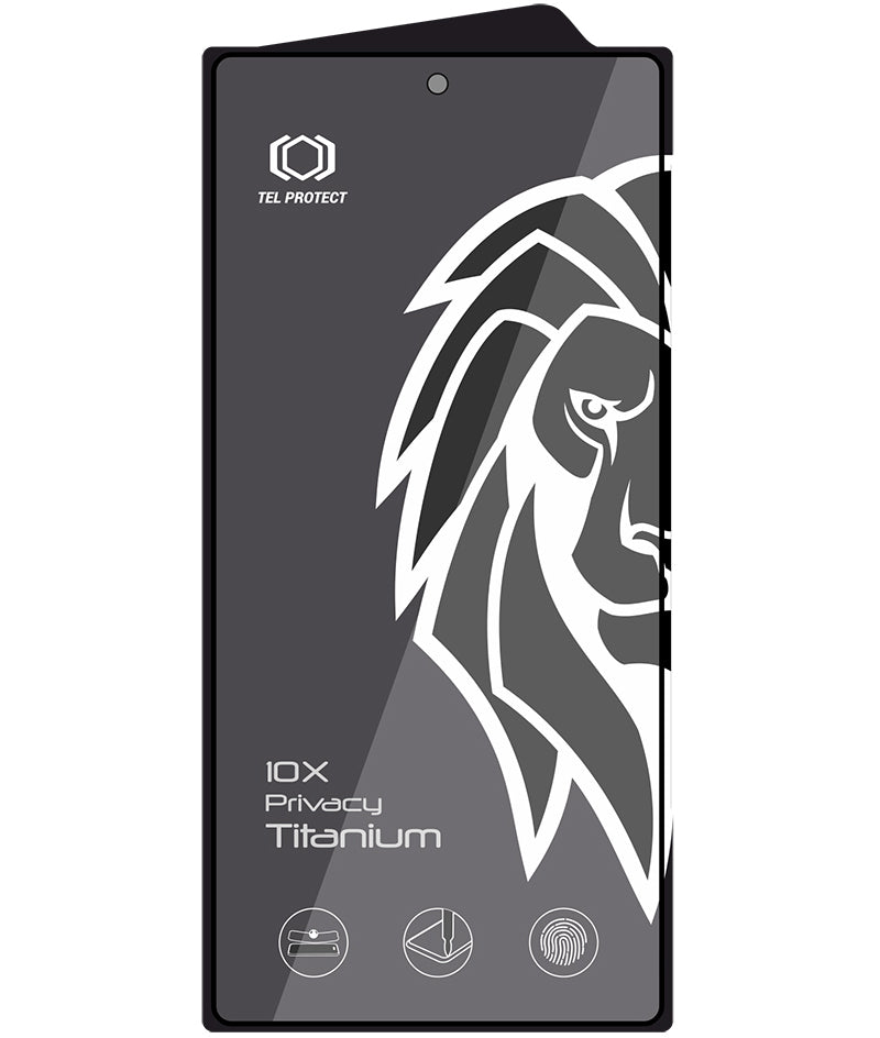 Película de proteção de ecrã Privacy Tel Protect 10X Plus Titanium para Samsung Galaxy S25 Ultra S938, Vidro Temperado, Full Glue