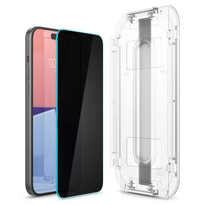 Protetor de ecrã de privacidade Spigen EZ FIT para Apple iPhone 15/16, vidro de proteção, cola total, 2,5D AGL07121 AGL07121 