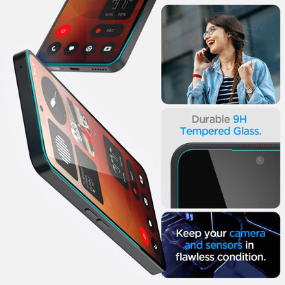 Película Protetora de Ecrã Clear Spigen GlastR EZ FIT para Nothing Phone (3a) / Phone (3a) Pro, Vidro Temperado, Full Glue AGL09429