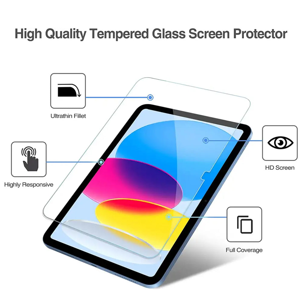 Película protetora de ecrã Clear Lito Classic para Apple iPad (2025) / (2022), Vidro Temperado, Cola Total, 2.5D