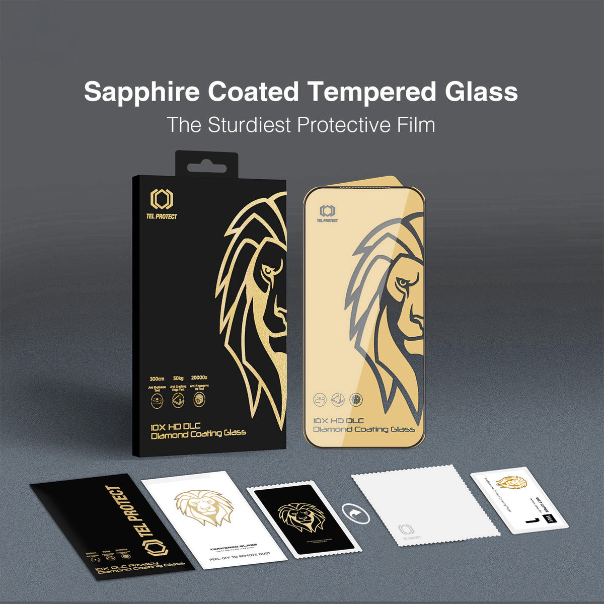 Película de proteção de ecrã Tel Protect 10X HD DLC Diamond Coating para Apple iPhone 17e / 16e / 14 / 13 Pro / 13, Vidro Temperado, Full Glue, Preta