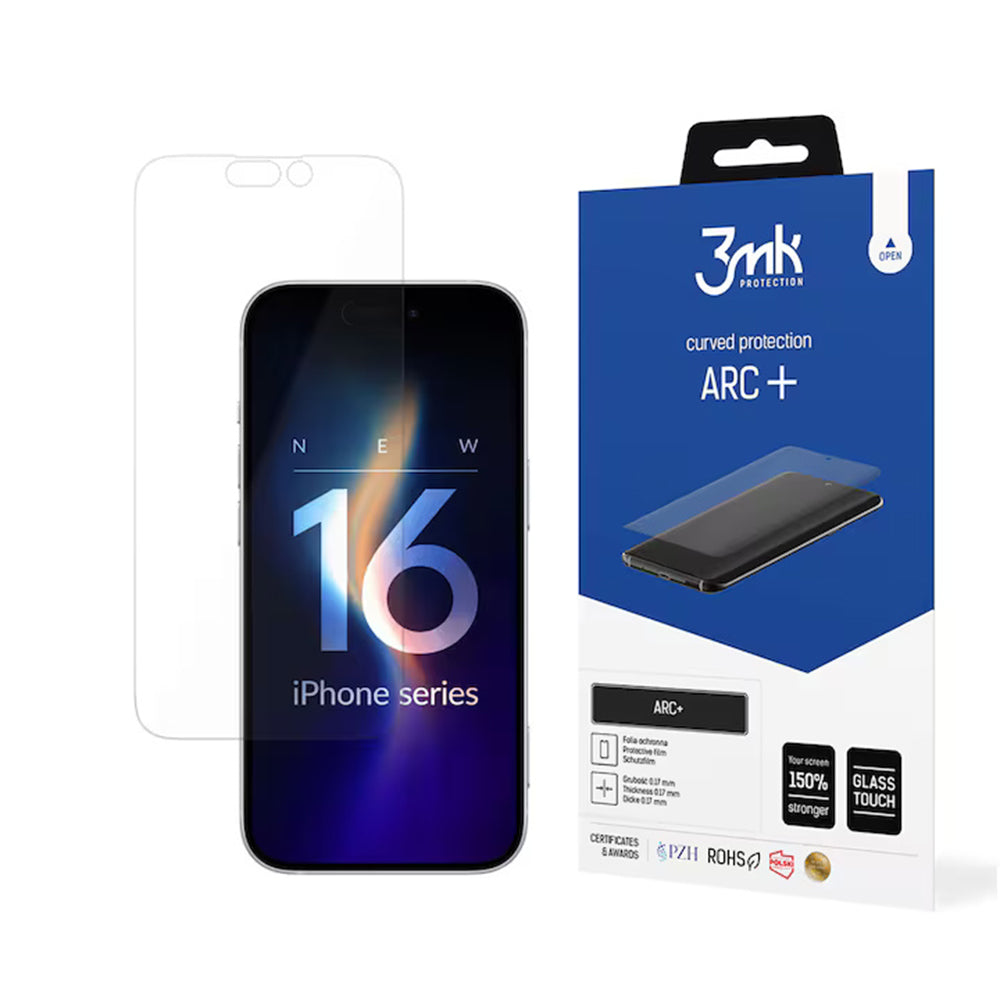 Película protetora de ecrã 3MK ARC+ para Apple iPhone 16 Pro, Plástico