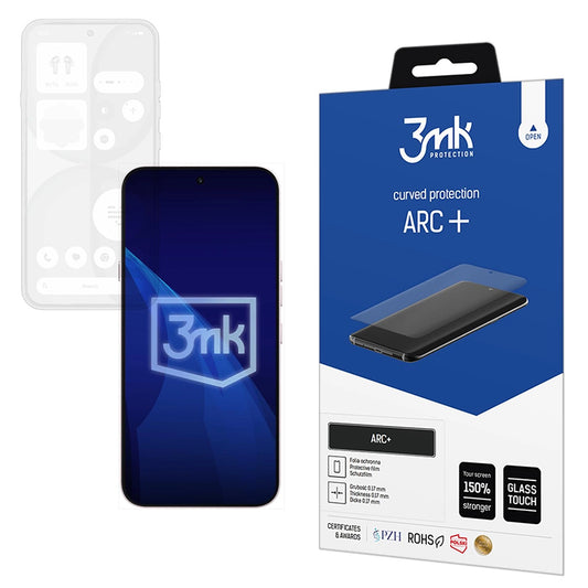 Película protetora de ecrã 3MK ARC+ para Nothing Phone (4a), Plástico