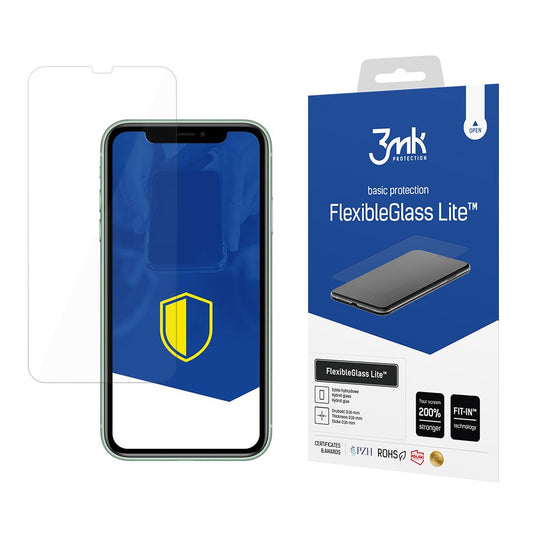 Película protetora de ecrã 3MK FlexibleGlass Lite para Apple iPhone 11, Vidro Flexível, Cola Total