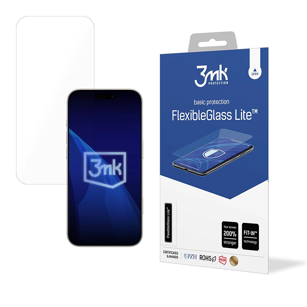 Película Protetora de Ecrã 3MK FlexibleGlass Lite para Apple iPhone 17, Vidro Flexível, Full Glue