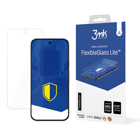 Película protetora de ecrã 3MK FlexibleGlass Lite para Google Pixel 9 Pro XL, Vidro Flexível, Cola Total