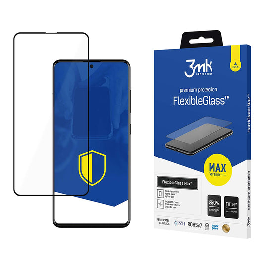 Película protetora de ecrã 3MK FlexibleGlass Max para Samsung Galaxy A52s 5G A528 / A52 5G A526 / A52 A525, Vidro Flexível, Cola Total, Preto