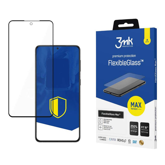 Película protetora de ecrã 3MK FlexibleGlass Max para Samsung Galaxy S24 S921, Vidro Flexível, Cola Total, Preta